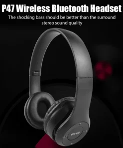 Alternative view of P47 Wireless Bluetooth Headphones with Microphone - Stereo Sound, Ideal for Sports and Gaming, Compatible with PC and Smartphone
