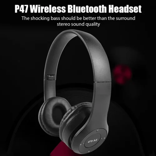 Alternative view of P47 Wireless Bluetooth Headphones with Microphone - Stereo Sound, Ideal for Sports and Gaming, Compatible with PC and Smartphone
