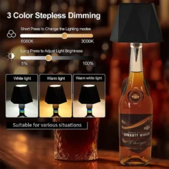 Alternative view of Wireless Table Lamp with Touch Control and Dimming for Standard Wine Bottles