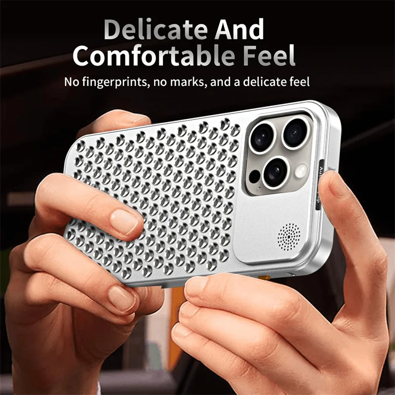 Metal aluminium Hollow Cooling Phone Case for iPhone 17 14 13 12 16 Pro Max 17promax Aromatherapy Diffuser Detachable Rear Cover - Image 6