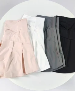 Women's High Waisted Ice Silk Skort - Quick-Dry, UV Protection, Side Pockets for Fitness