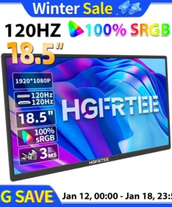 HGFRTEE 18.5" Portable Monitor - 120Hz, RGB, VESA Compatible, ADS-IPS HDR Screen