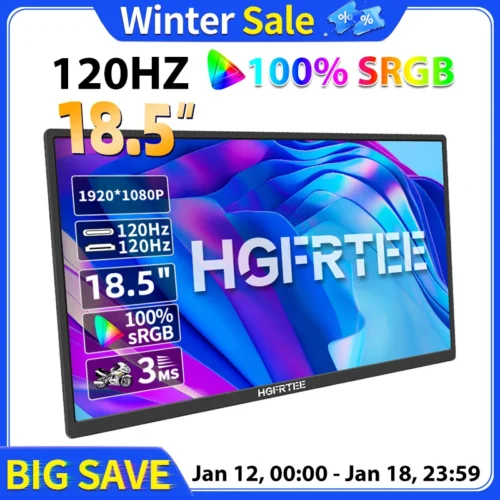 HGFRTEE 18.5" Portable Monitor - 120Hz, RGB, VESA Compatible, ADS-IPS HDR Screen