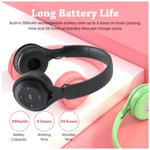 Alternative view of Y08 Wireless Bluetooth Headphone Macaron Headphones Stereo Headband Gaming Headset with Mic Gamer Girl Gift for Mobile Tablet