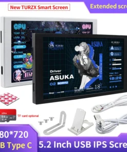 TURZX 5.2" IPS USB-C Computer Monitor - 1280x720 Extended Screen for Windows 10/11