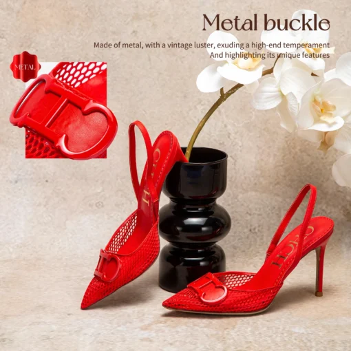 High Heels Sandals with Breathable Mesh and 9cm Heel Height for Women - Image 6