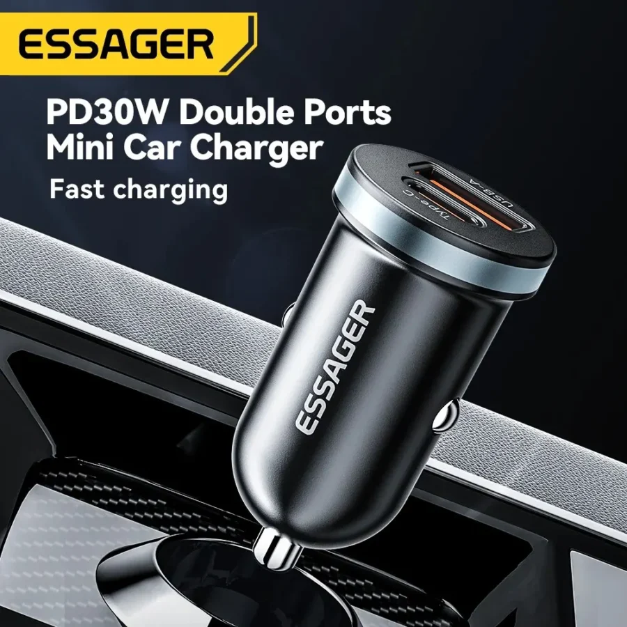 Essager 30W USB Type-C Car Charger with Quick Charge 4.0 for iPhone, Huawei, Samsung, Xiaomi - Image 2