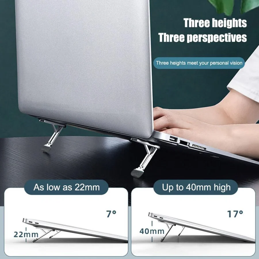 Xnyocn Mini Aluminum Laptop Stand with 3 Height Adjustments for MacBook and Notebooks - Image 3