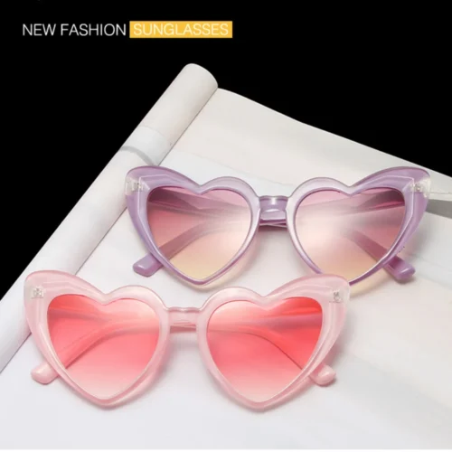 Alternative view of Vintage Oversized Love Heart Sunglasses Women Trendy Luxury Brand Designer Popular Sun Glasses Sexy Lady Punk Sunglasses