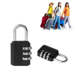 Alternative view of Resettable Combination Padlock - 3-Digit Design in Black for Luggage, Lockers, and Sheds