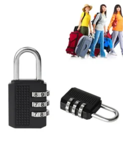 Alternative view of Resettable Combination Padlock - Black, 3-Digit, Ideal for Luggage, Lockers, and Sheds
