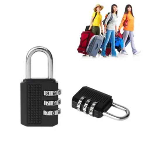 Alternative view of Resettable Combination Padlock - Black, 3-Digit, Ideal for Luggage, Lockers, and Sheds