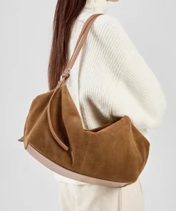 Women's Suede Cow Genuine Leather Shoulder Bags Ladies Soft Cowhide Crossbody Bag Female Design Luxury Lazy Commuting Handbag