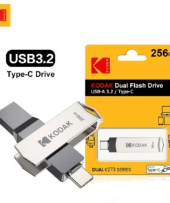 KODAK USB Type-C Flash Drive, 256GB High-Speed Pendrive for Smartphones and Laptops
