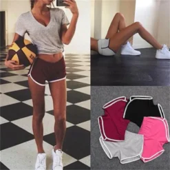 Alternative view of Women's Casual Beach Shorts with Elastic Waist in Candy Colors for Summer Sports