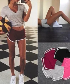 Alternative view of Women's Candy Color Summer Sports Shorts - Elastic Waist Casual Beach Shorts