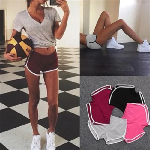 Alternative view of Women's Candy Color Summer Sports Shorts - Elastic Waist Casual Beach Shorts