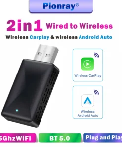 Wireless CarPlay Adapter, 2025 Upgraded 2-in-1 Mini Size CarPlay & Android Auto, Convert Wired to Wireless with USB & USB-C/Type