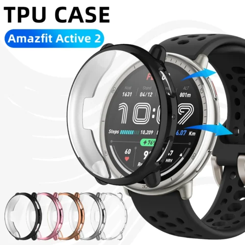 Case for Amazfit Active 2 Screen Protector Case Soft TPU All-Around Protective Bumper Cover Shell for Active2 Accessories