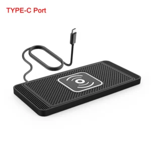 Wireless Car Charger with Fast Charging and Silicone Stand for iPhone and Samsung - Type-C port