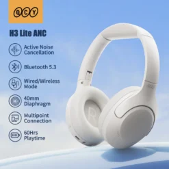 QCY H3 Lite ANC Headphones with Bluetooth 5.3, 60H Playtime, Foldable Over Ear Design