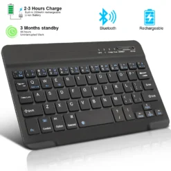 Bluetooth Mini Keyboard with Rechargeable Battery for Laptop, Tablet, and Phone Users
