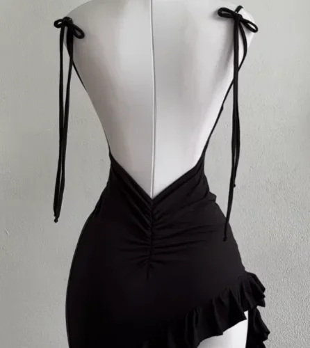 Alternative view of Y2K Backless Lace-Up Summer Dress - Hip Hugging Design