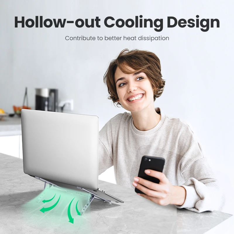 UGREEN Foldable Aluminum Laptop Stand for MacBook and Tablets - Image 5