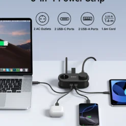 Alternative view of ORICO GaN Power Strip with 2 AC Outlets and 2 USB Ports for Travel and Home Use