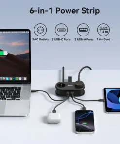 Alternative view of ORICO EU Plug GaN 65W Power Strip 2AC Outlets 2USB Port 1Type C Portable Adapter Extension Cord Fast Charging For Travel Home