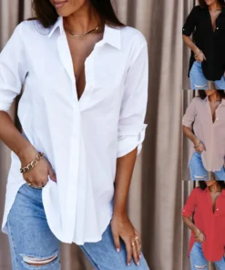 Basic Women Shirt Casual Tops Blouses Long Sleeve Shirts Single Breasted Top Elegant Solid Office Lady Slim Blouse 2025 Autumn