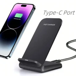 Wireless Charger Stand Pad with Induction Fast Charging for iPhone and Samsung Devices