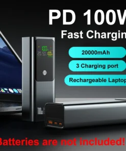 PD100W Fast Charging Battery Charger Case for 4 x 21700 Polymer Batteries - 20000mAh Power Bank Box