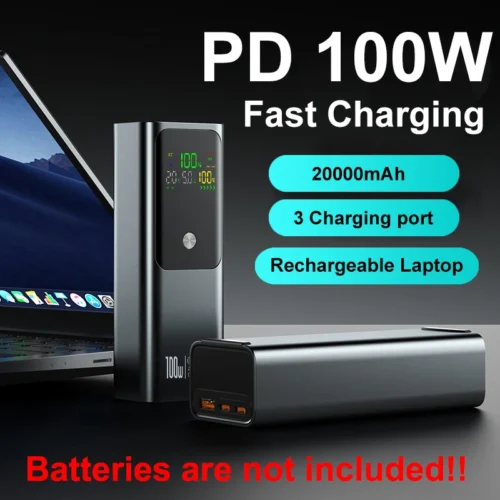 PD100W Fast Charging Battery Charger Case for 4 x 21700 Polymer Batteries - 20000mAh Power Bank Box