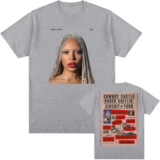 Beyoncé T-shirt featuring Cowboy Carter design, short sleeve and loose fit for women - Image 3
