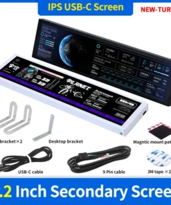 TURZX 9.2-Inch IPS USB Secondary Monitor - 1920x462 Resolution, Type-C Connection