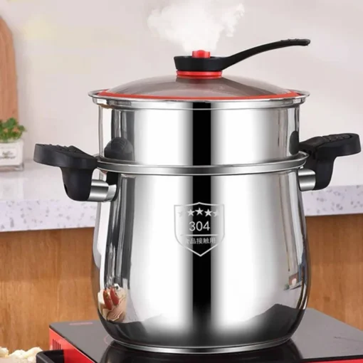 8L Non-Stick Stainless Steel Pressure Cooker for Efficient Soup Cooking - Image 4