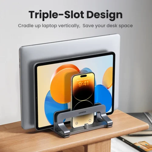 Alternative view of UGREEN Foldable Vertical Laptop Stand - Aluminum Support for 17" MacBook and PC