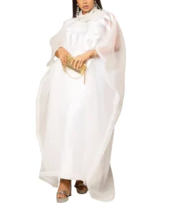 Alternative view of Elegant Plus Size White Embroidered Abaya Dress for Women