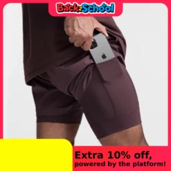 Breathable Double Layer Sport Shorts with Quick Dry Technology for Men Fitness and Bodybuilding