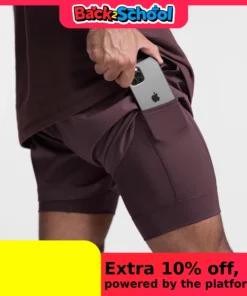 2025 new BreathableDouble layersport shorts Gyms Fitness Bodybuilding Workout Quick Dry Beach 2 In 1 Shorts Male Running shorts