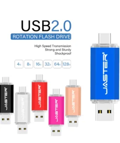 JASTER 2-in-1 OTG USB Flash Drive - 128GB, Type C & Micro USB