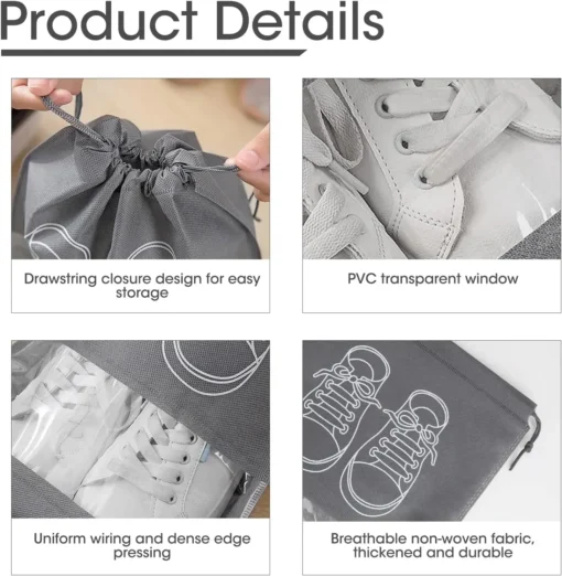 Shoe Organizer Bags - Portable Non-Woven Storage Pouches for Easy Item Organization - Image 3