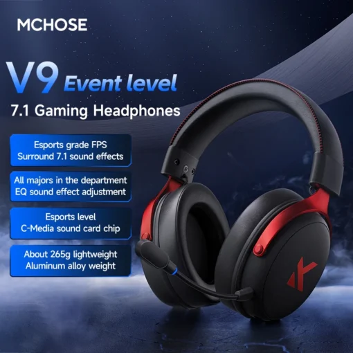 MCHOSE V9 Pro Wireless Gaming Headset with Microphone - Over-Ear Bluetooth Headphones for PC Gamers - Image 2