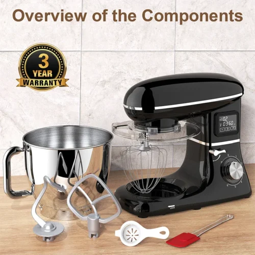 Alternative view of Commercial 6.5L Stand Mixer, 1500W with Stainless Steel Bowl and 6-Speed Smart Display