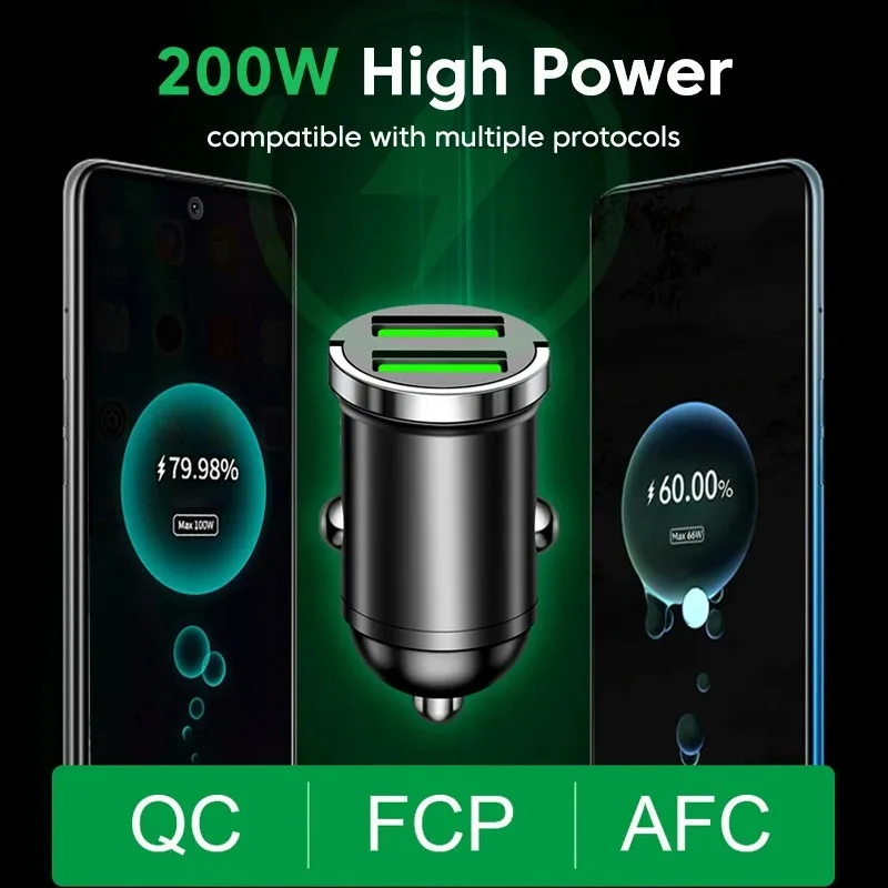 200W Fast Car Charger with Dual USB and Type-C Ports - 12-24V Adapter - Image 3