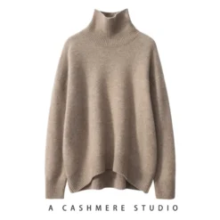 Cashmere Sweater Women Thick High Neck Loose Knitted Pullover Warm Jacket Tops
