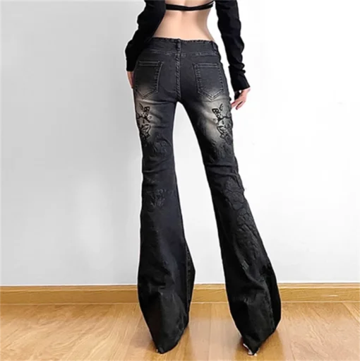 Gothic Flare Jeans with Vintage Baggy Style for Women - Image 5