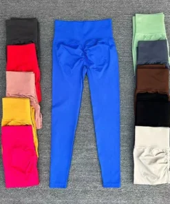 Alternative view of High Waist Seamless Yoga Leggings with Quick-Dry Fabric and Scrunch Design - Sport and Gym Wear