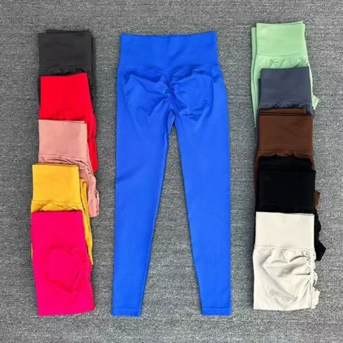 Alternative view of High Waist Seamless Yoga Leggings with Quick-Dry Fabric and Scrunch Design - Sport and Gym Wear